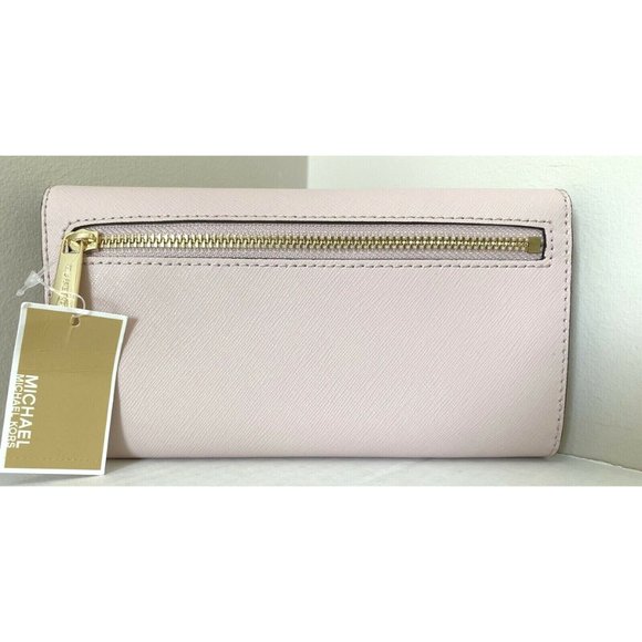 New Michael Kors Jet Set Travel Large Trifold Wallet Leather Powder Blush - Picture 4 of 4